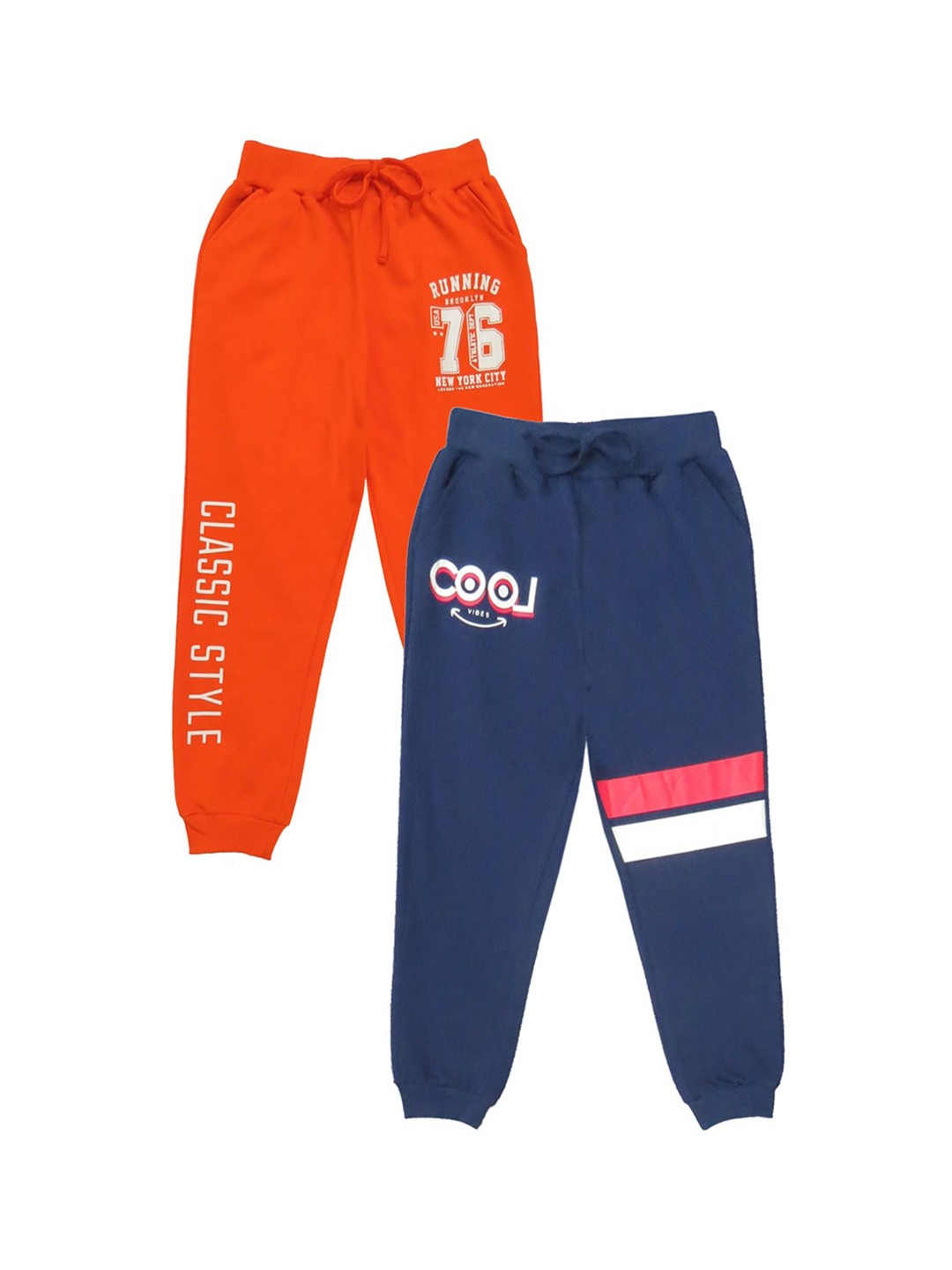 

Clothe Funn Boys Pack Of 2 Mid-Rise Cotton Joggers, Navy blue