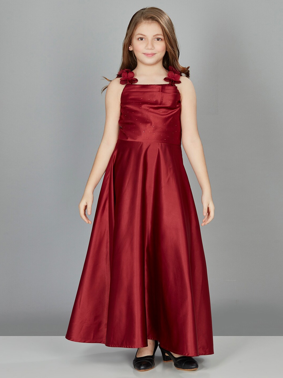 

Peppermint Girls Shoulder Straps Maxi Dress, Maroon