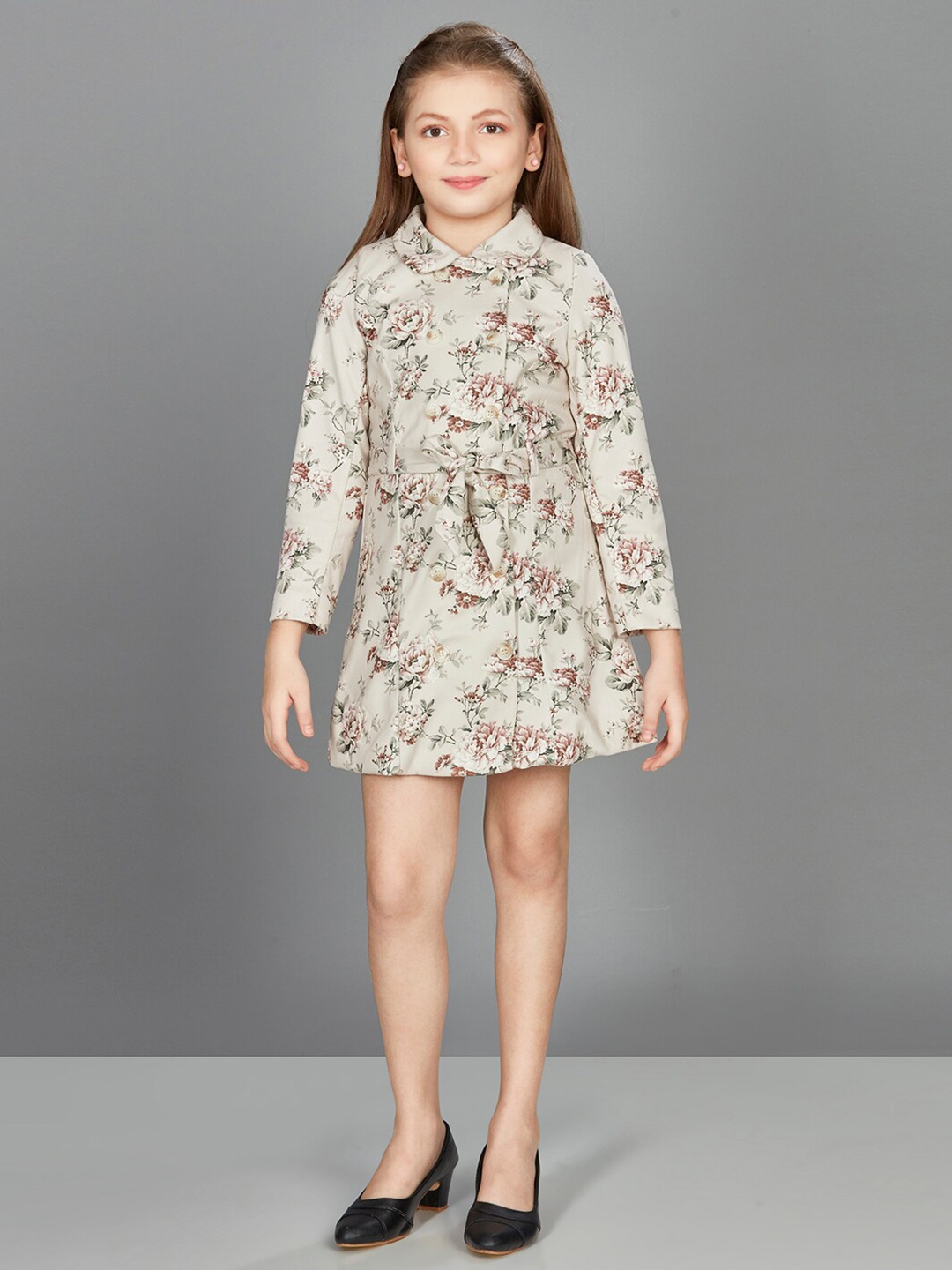 

Peppermint Girls Floral Printed Shirt Dress, Beige