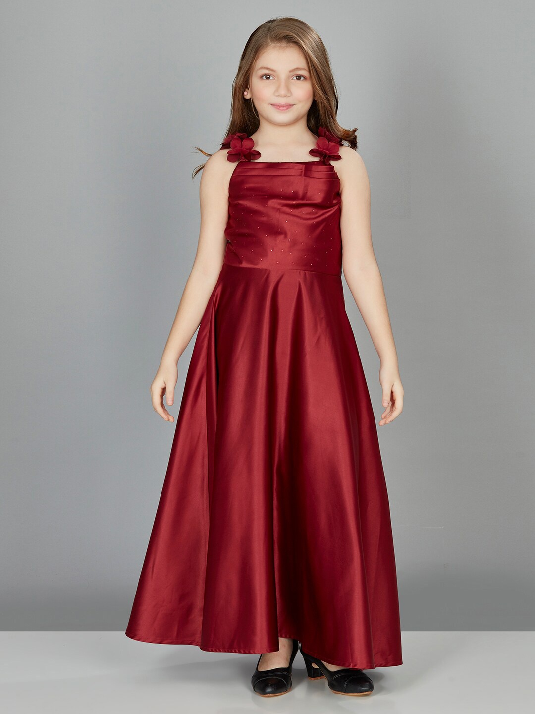 

Peppermint Girls Sleeveless Satin Gown Maxi Dress, Maroon