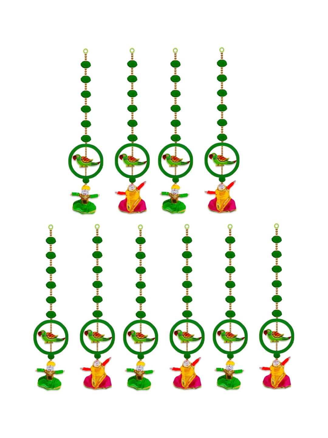 

iHandikart Green 10 Pieces Wall Hanging Artificial Festive Decor