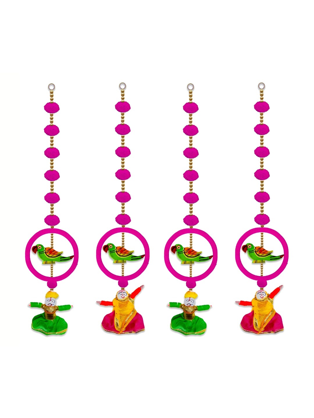 

iHandikart Pink & Green 4 Pieces Hanging Festive Decor