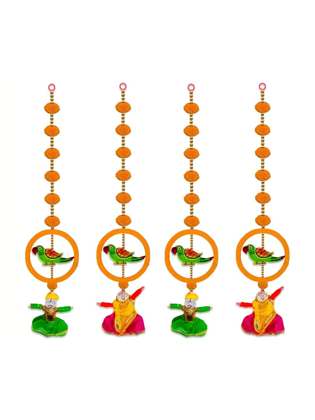 

iHandikart Orange & Green 4 Pieces Decorative Hangings Wall Decor