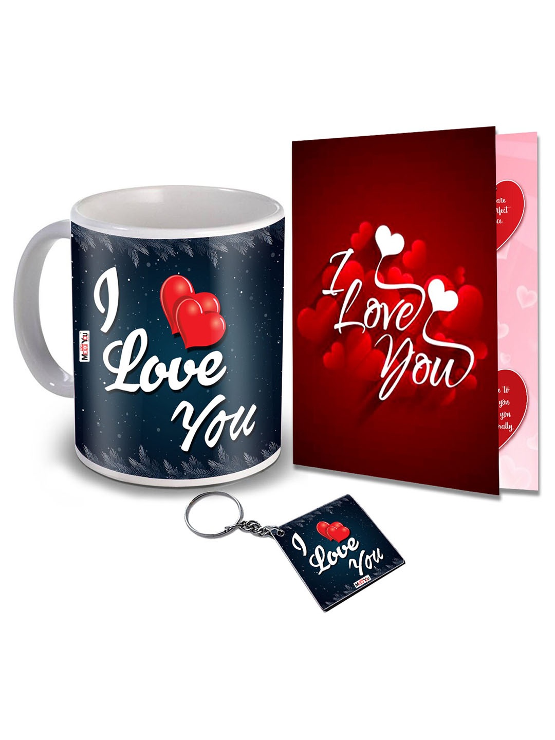 

ME & YOU Blue & Red 3 Pieces I Love You Printed Valentine Home Gift Set