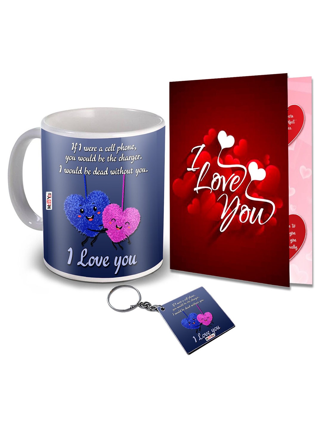 

ME & YOU Blue & Red 3 Pieces I Love You Printed Valentine Home Gift Set