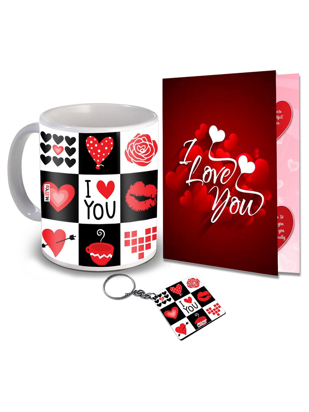 

ME & YOU White & Red Printed Ceramic Home Gift Set