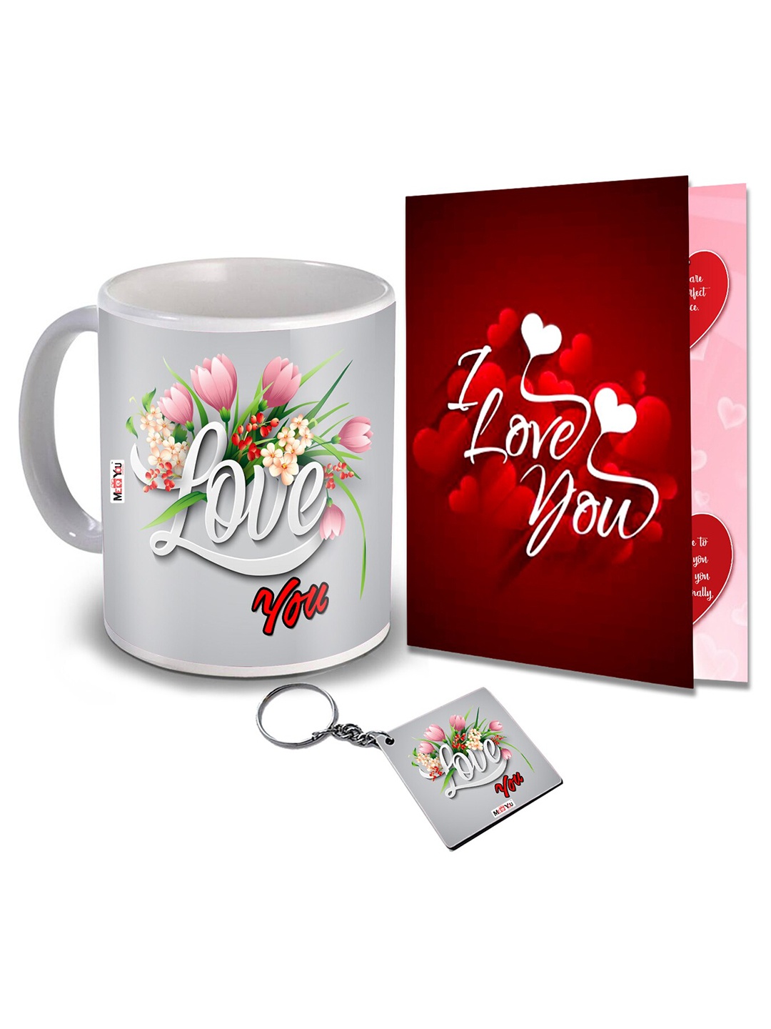 

ME & YOU Grey & Red 3 Pieces Printed Valentines Day Gift Set
