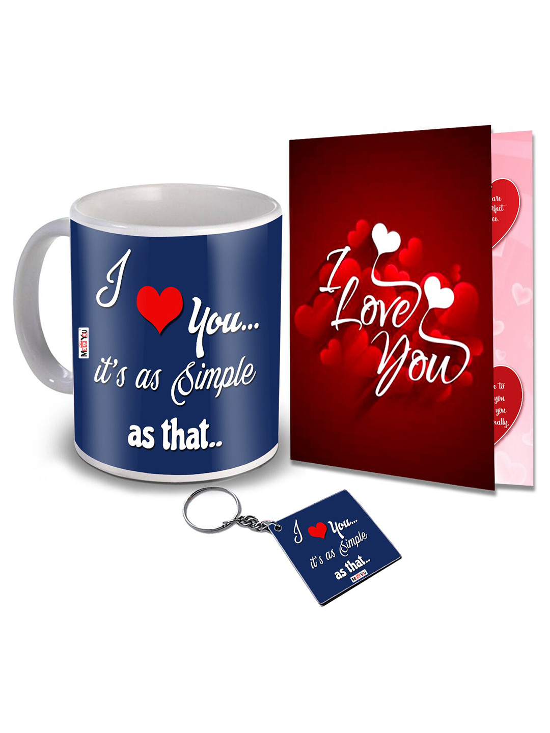 

ME & YOU Blue & Red 3 Pieces Printed Valentine Home Gift Set