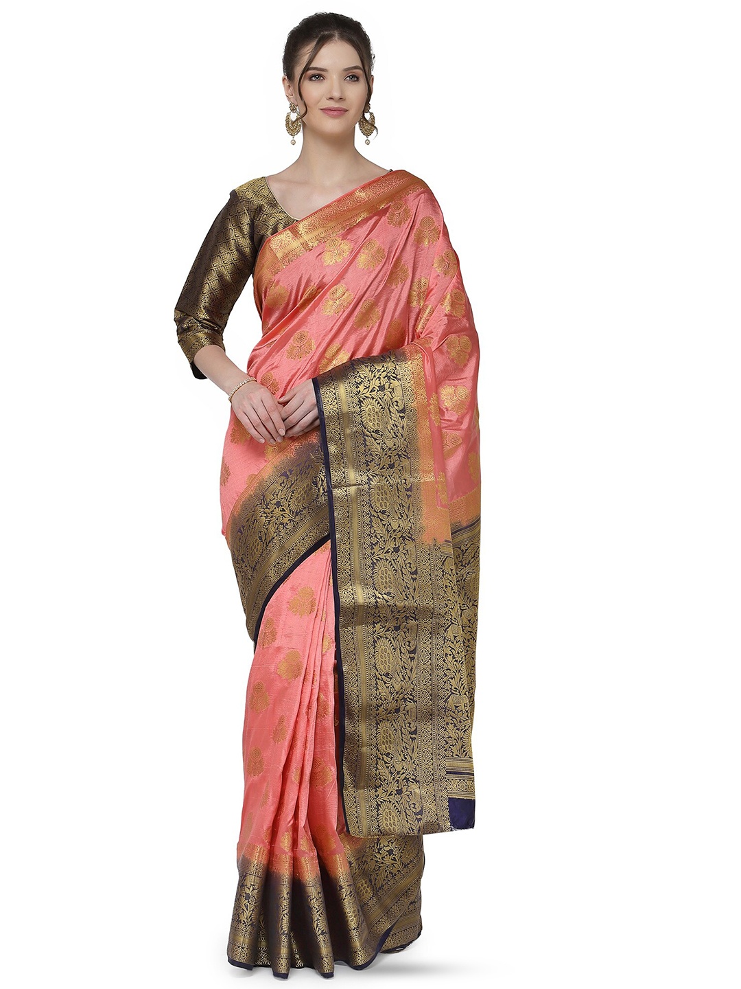 

Mitera Woven Design Zari Silk Blend Banarasi Saree, Blue