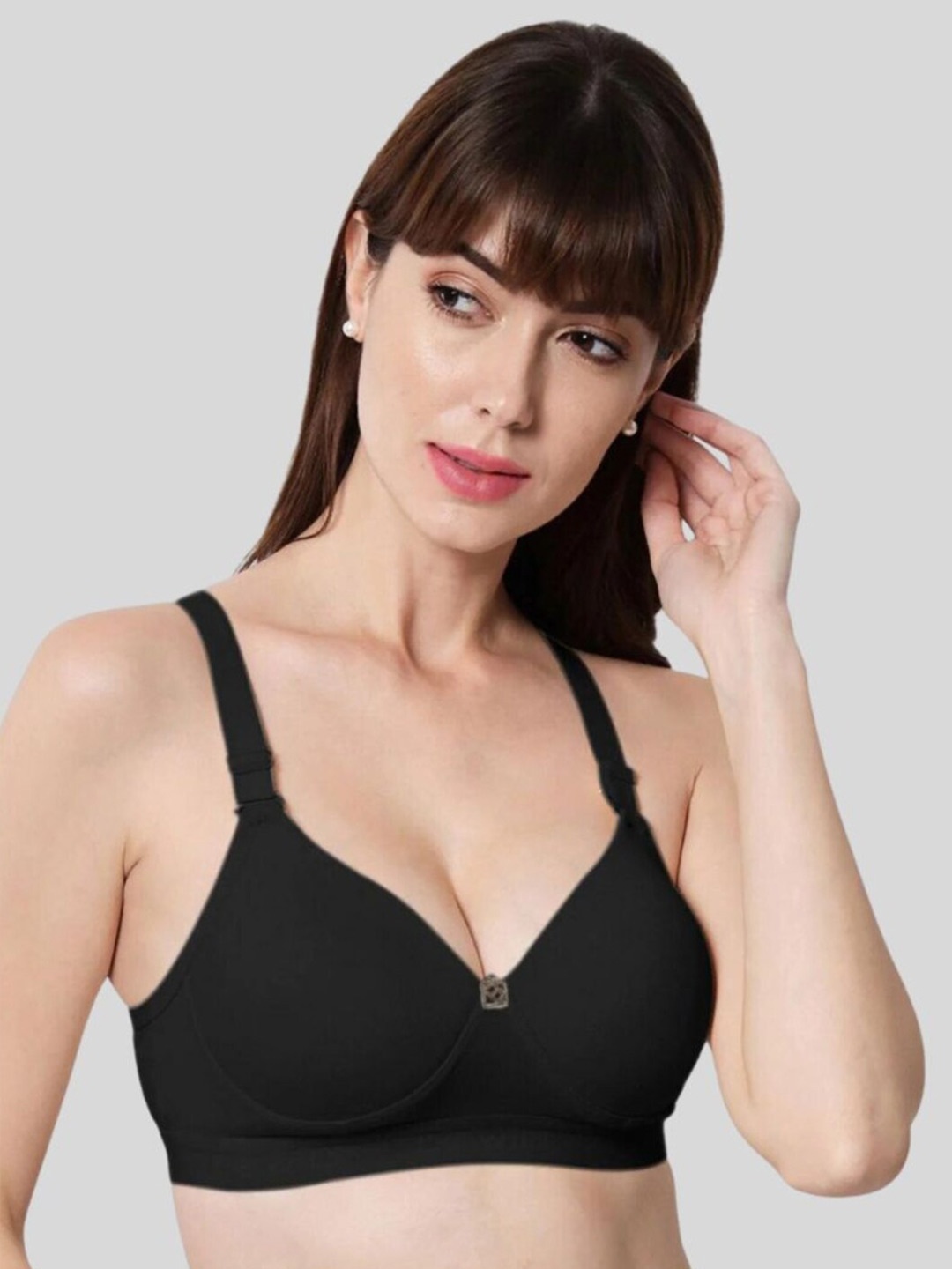 

BEWILD Cotton Classic Sports Bra Rapid-Dry Moisture Wicking Heavily Padded, Black
