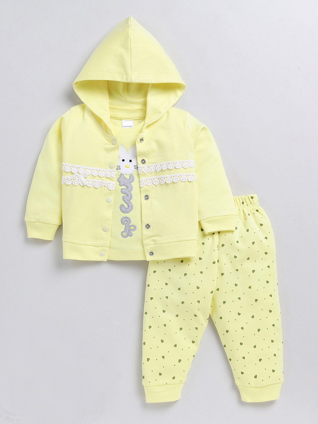 

Moms Love Infants Girls Printed Pure Cotton Clothing Set, Yellow