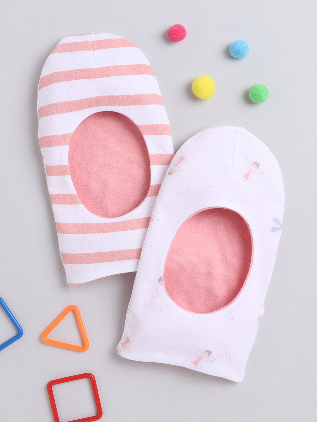 

BUMZEE Infants Girls Pack Of 2 Reversible Cotton Balaclava, Peach