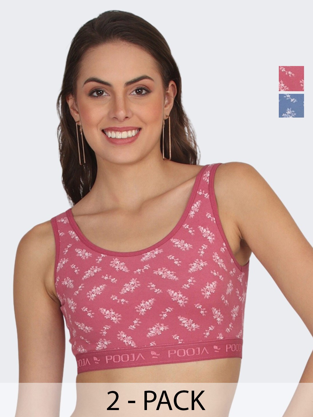 

POOJA RAGENEE Pack Of 2 Full Coverage Comfortable T-shirt Sports Bra- All Day Comfort, Pink