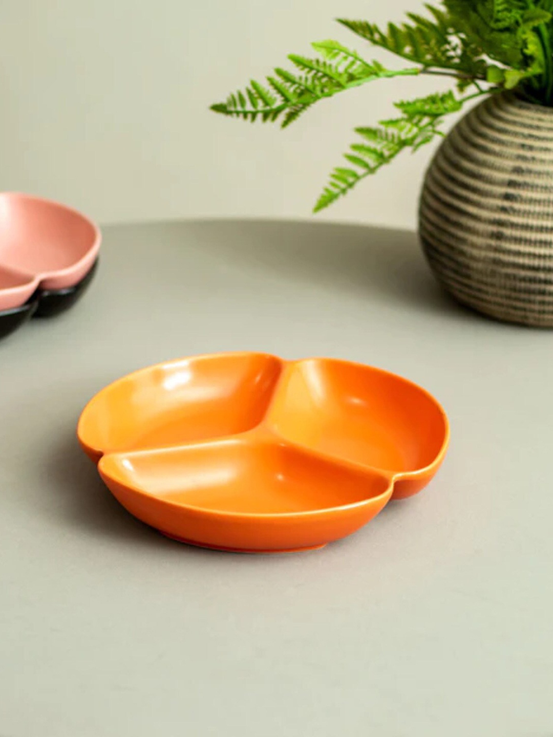 

THEDECORKART Orange Ceramic Easy to Clean Food Platter