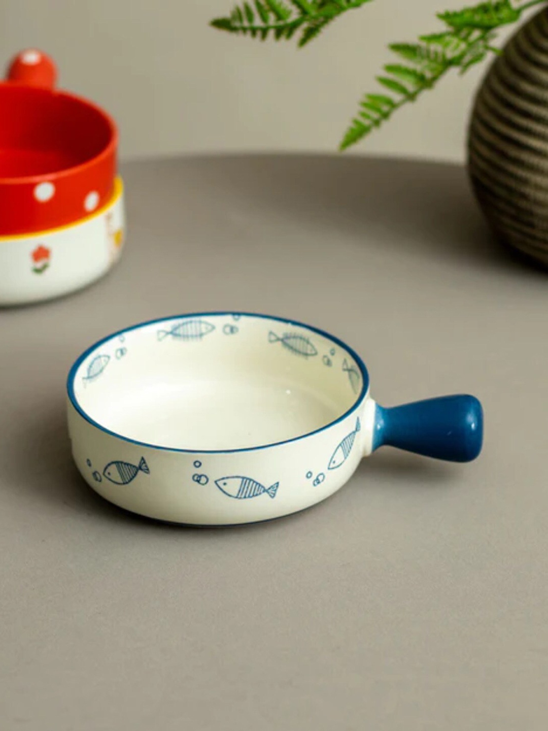 

THEDECORKART Blue & White Printed Ceramic Serving Bowl