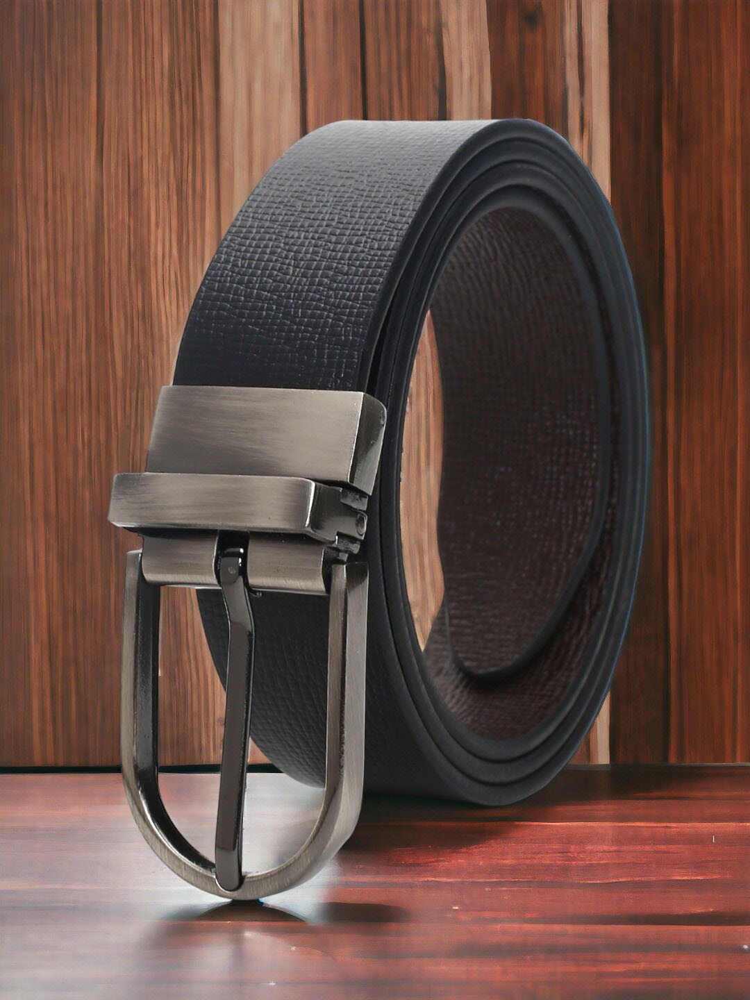 

CRUSSET Textured Leather Reversible Formal Belt, Black