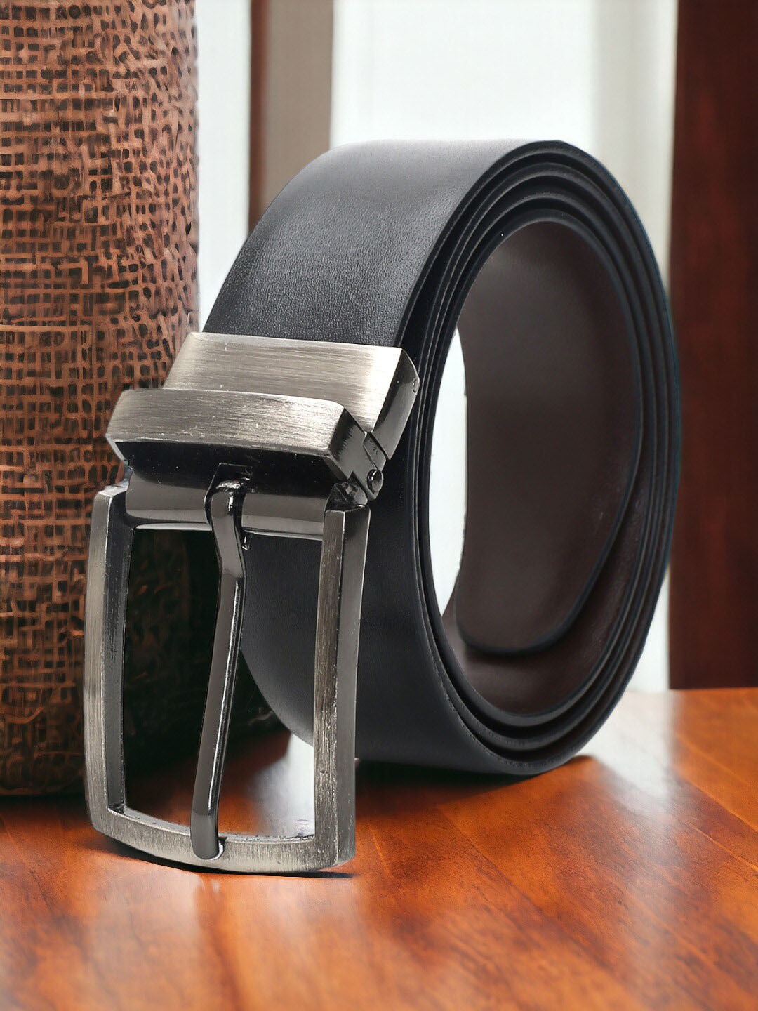 

CRUSSET Men Textured Reversible Formal Belt, Black