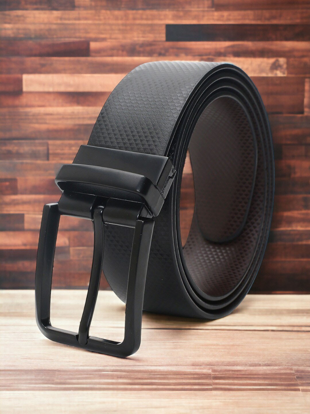 

CRUSSET Men Textured Reversible Formal Belt, Black
