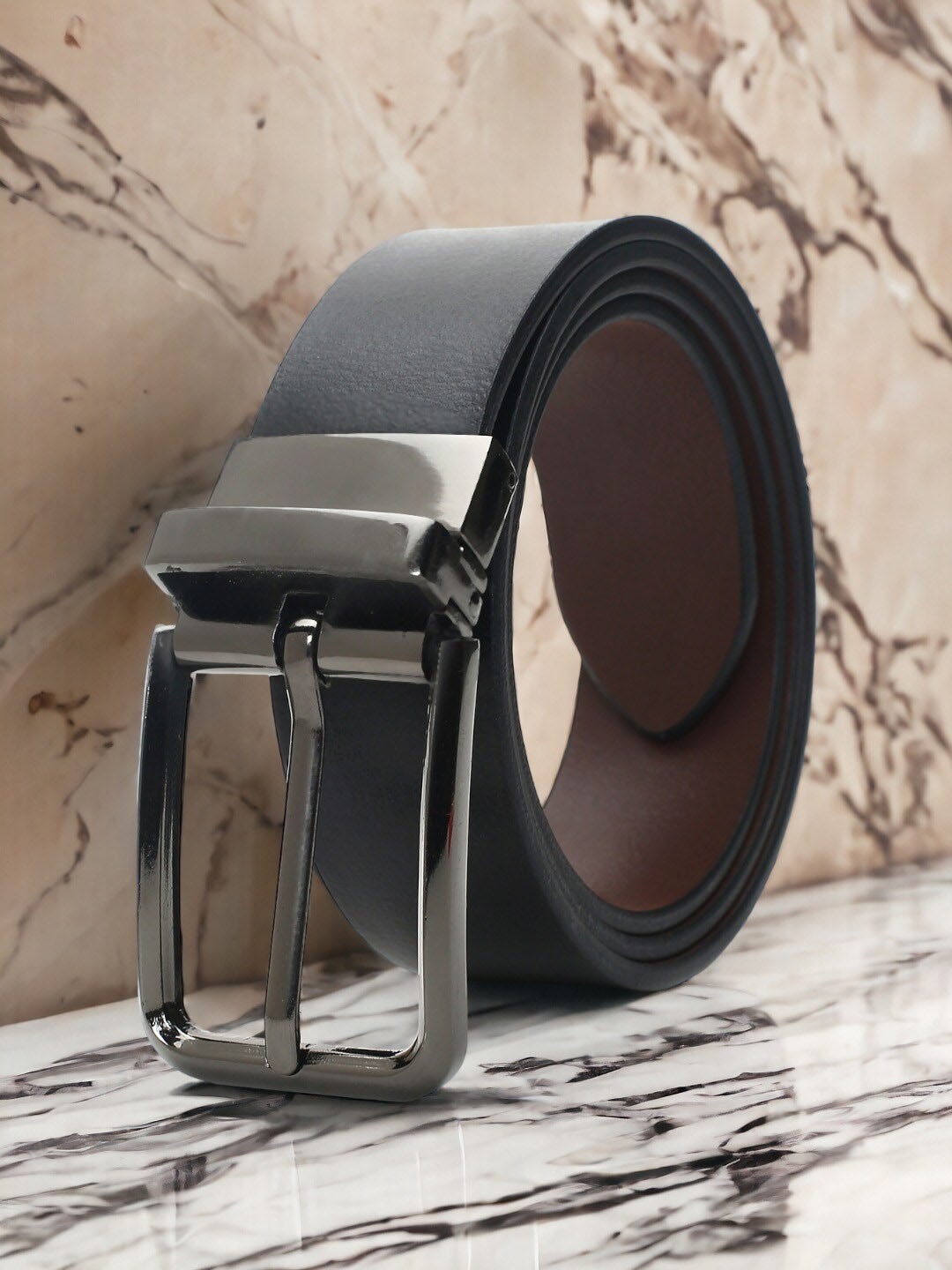 

CRUSSET Men Reversible Leather Formal Belt, Black
