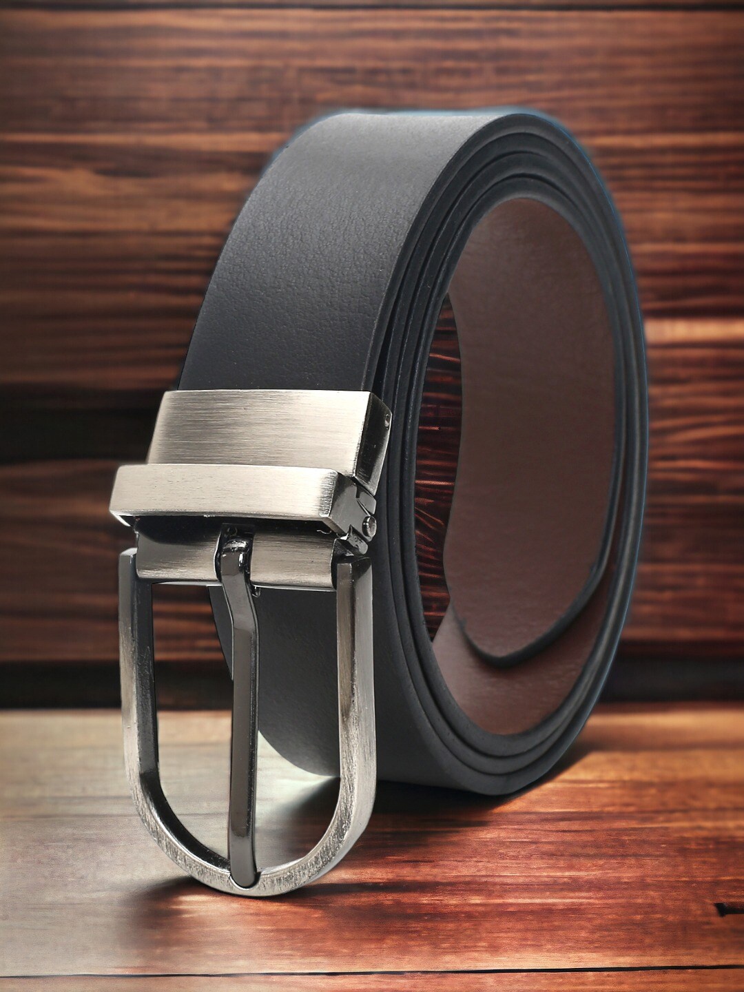 

CRUSSET Men Leather Reversible Formal Belt, Black