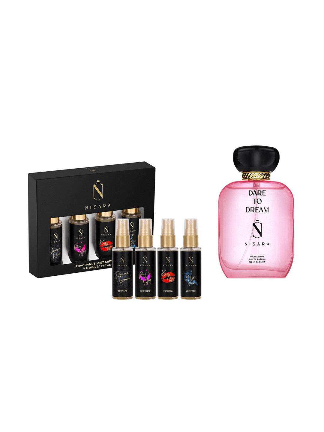 

NISARA Dare To Dream Perfume & Fragrance Body Mist Gift Set, Black