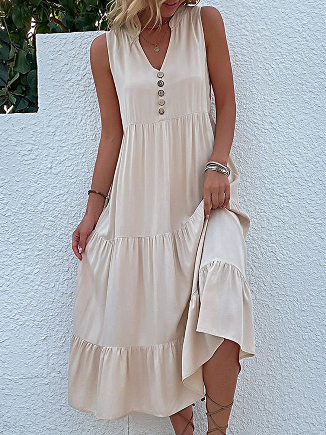 

StyleCast Off White Tiered A-Line Midi Dress