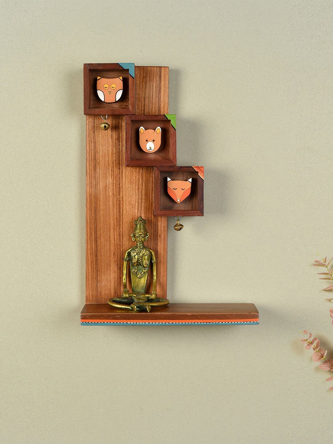 

AAKRITI ART CREATIONS Brown Wooden Pocket Wall Shelf