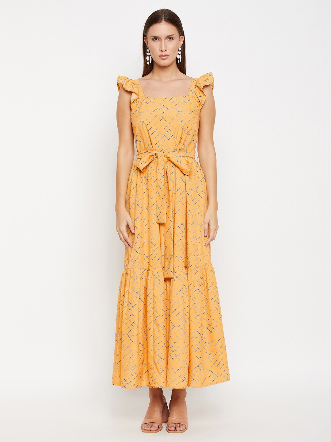 

Fashfun Abstract Printed Crepe Maxi Dress, Yellow