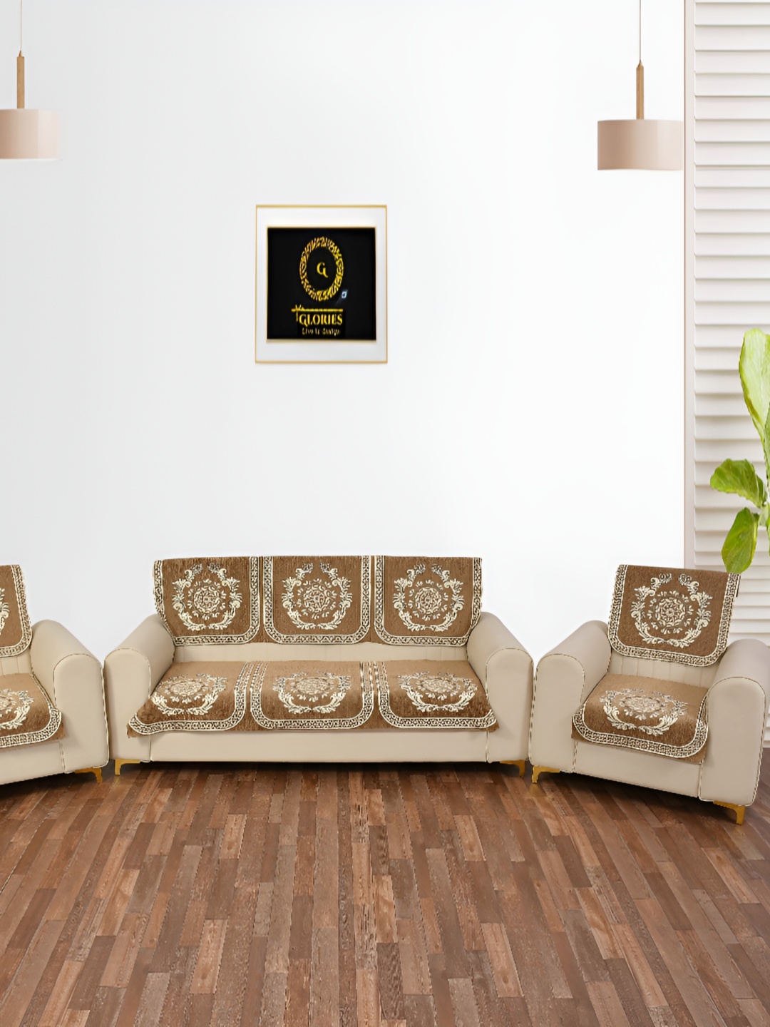 

GLORIES Brown Velvet 6 Seater Sofa Cover