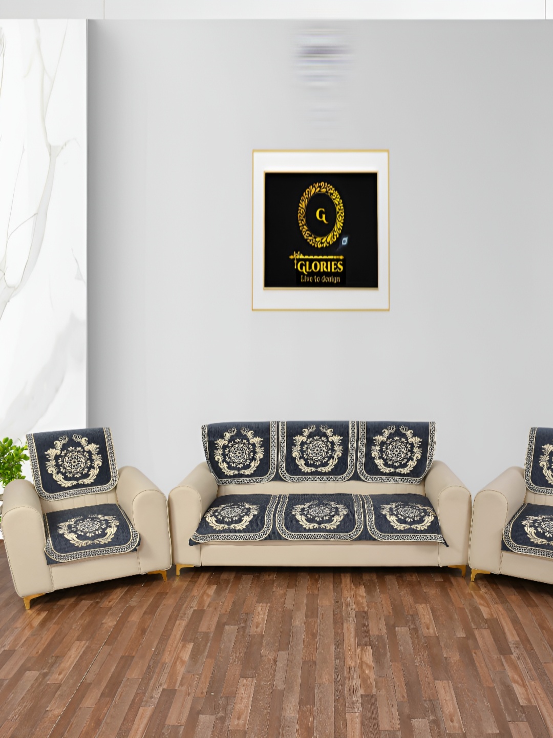 

GLORIES Grey Velvet 6 Seater Sofa Cover