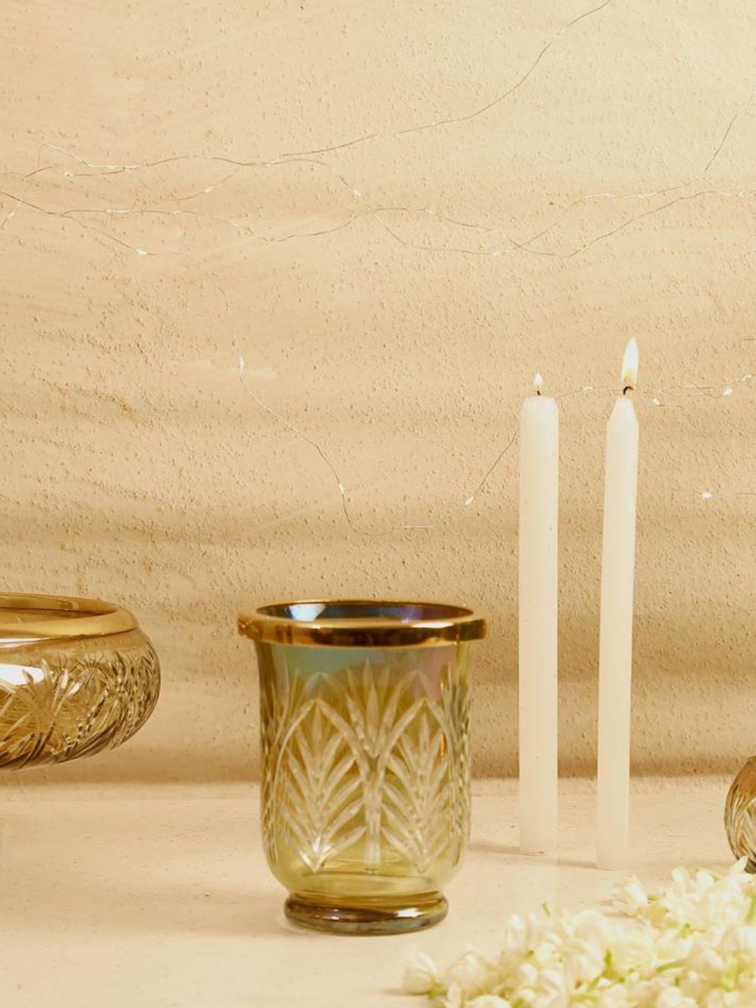 

Mason Home Gold Toned Textured Glass Candle Holder