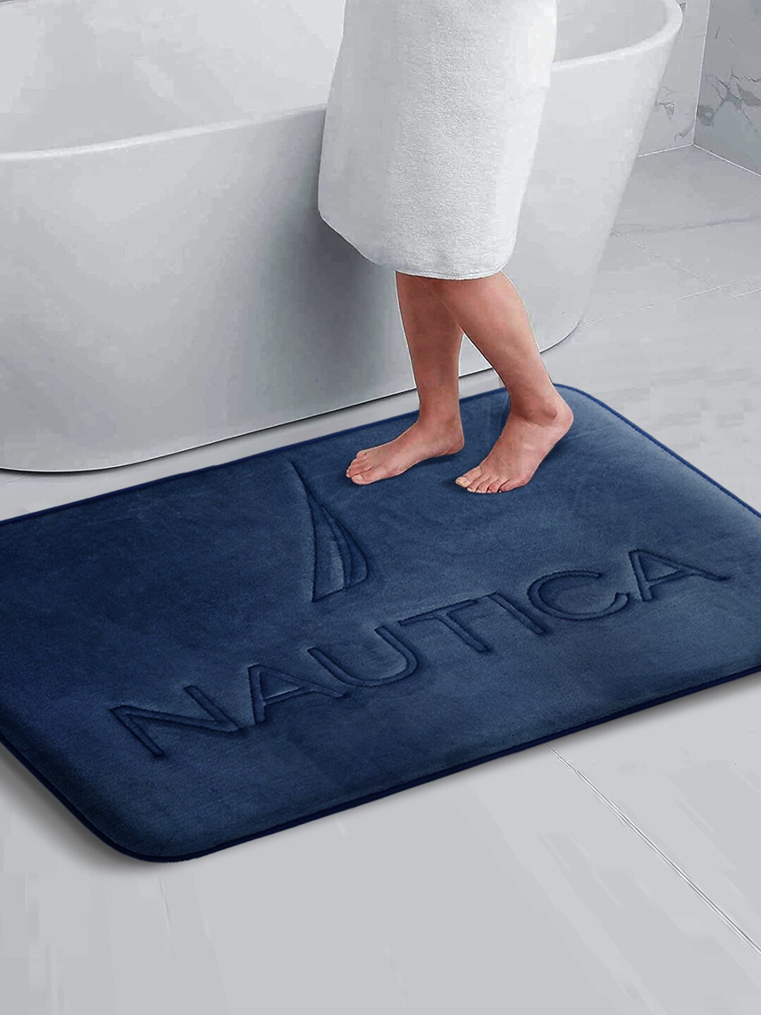 Nautica Navy Blue 2000 GSM Anti-Skid Bath Mat