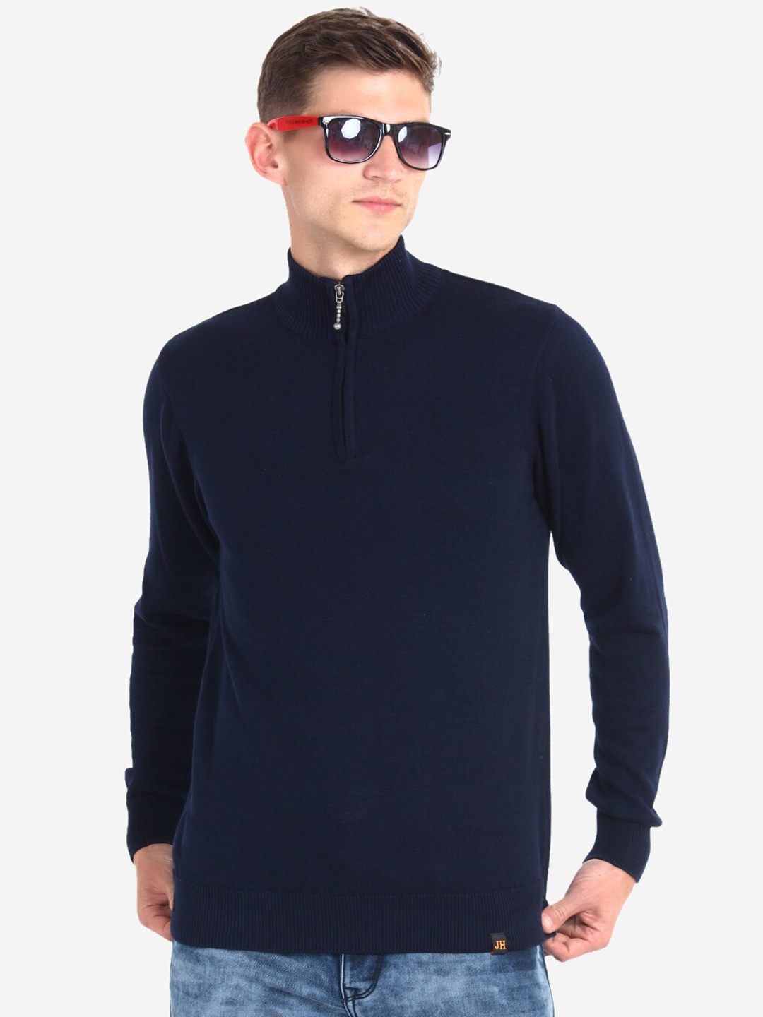 

INVICTUS Long Sleeves Pure Cotton Pullover, Navy blue