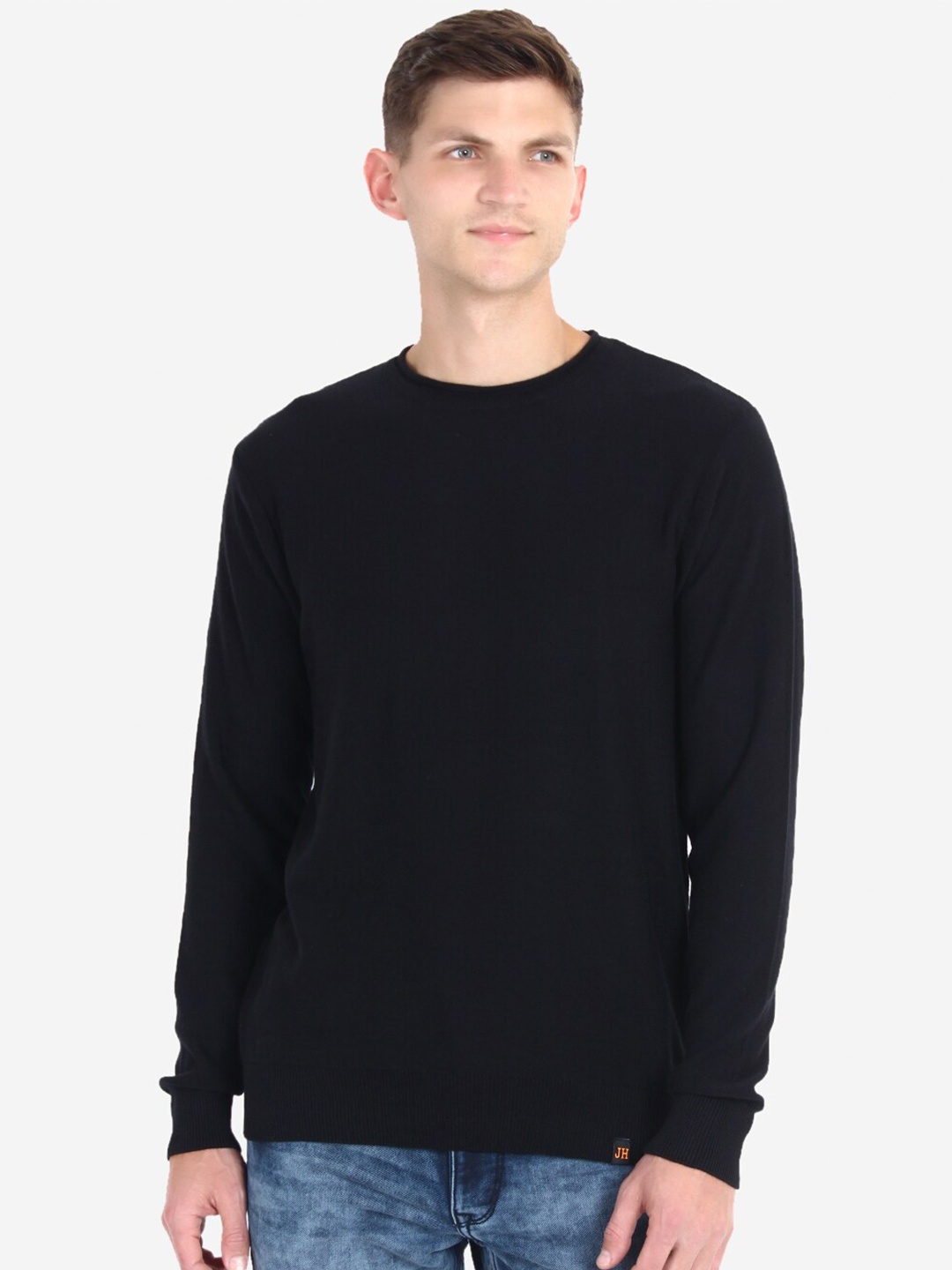 

INVICTUS Long Sleeves Pure Cotton Pullover, Black