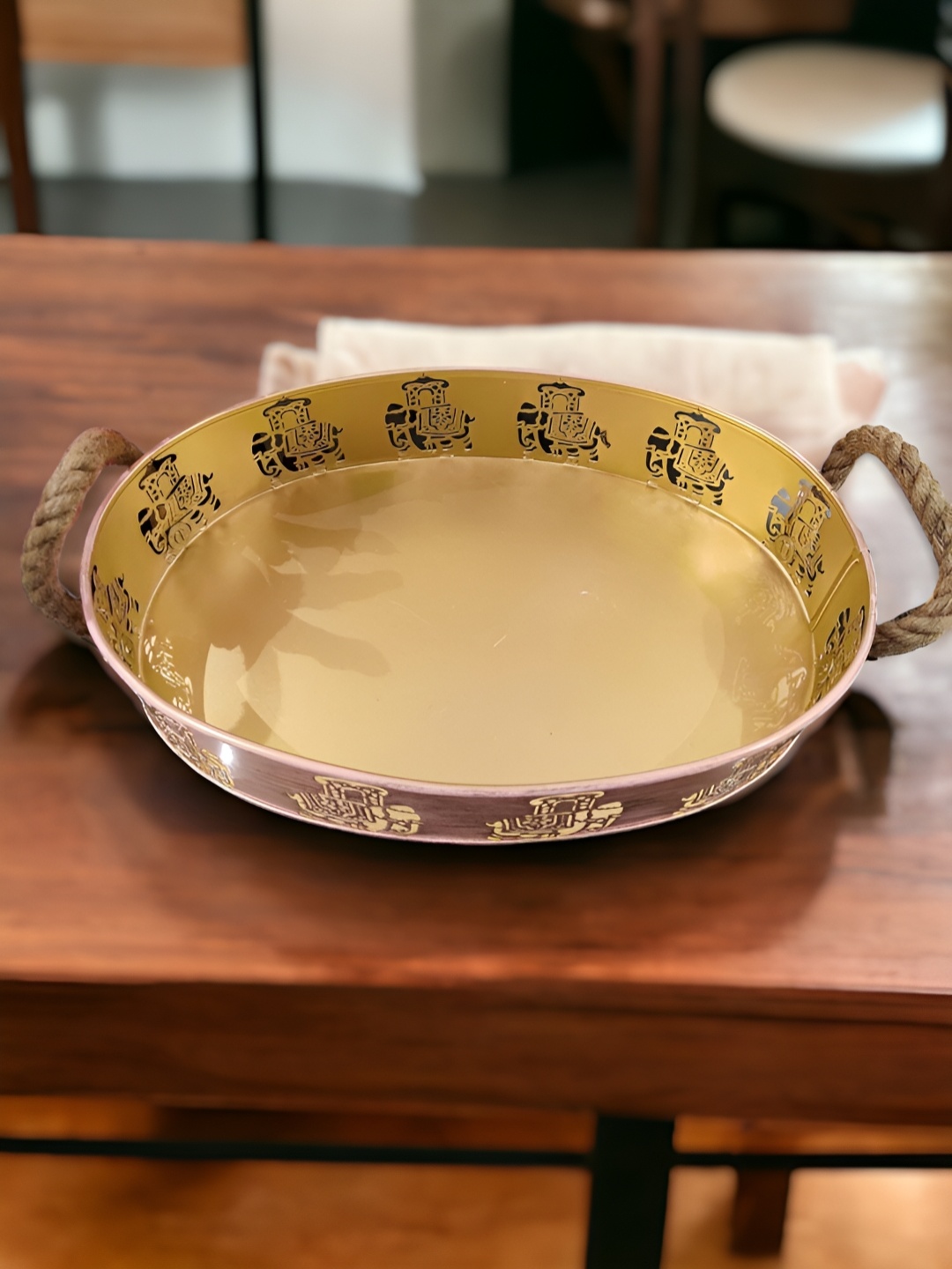 

The Artage Pink Printed Metal Antique Elephant Tray