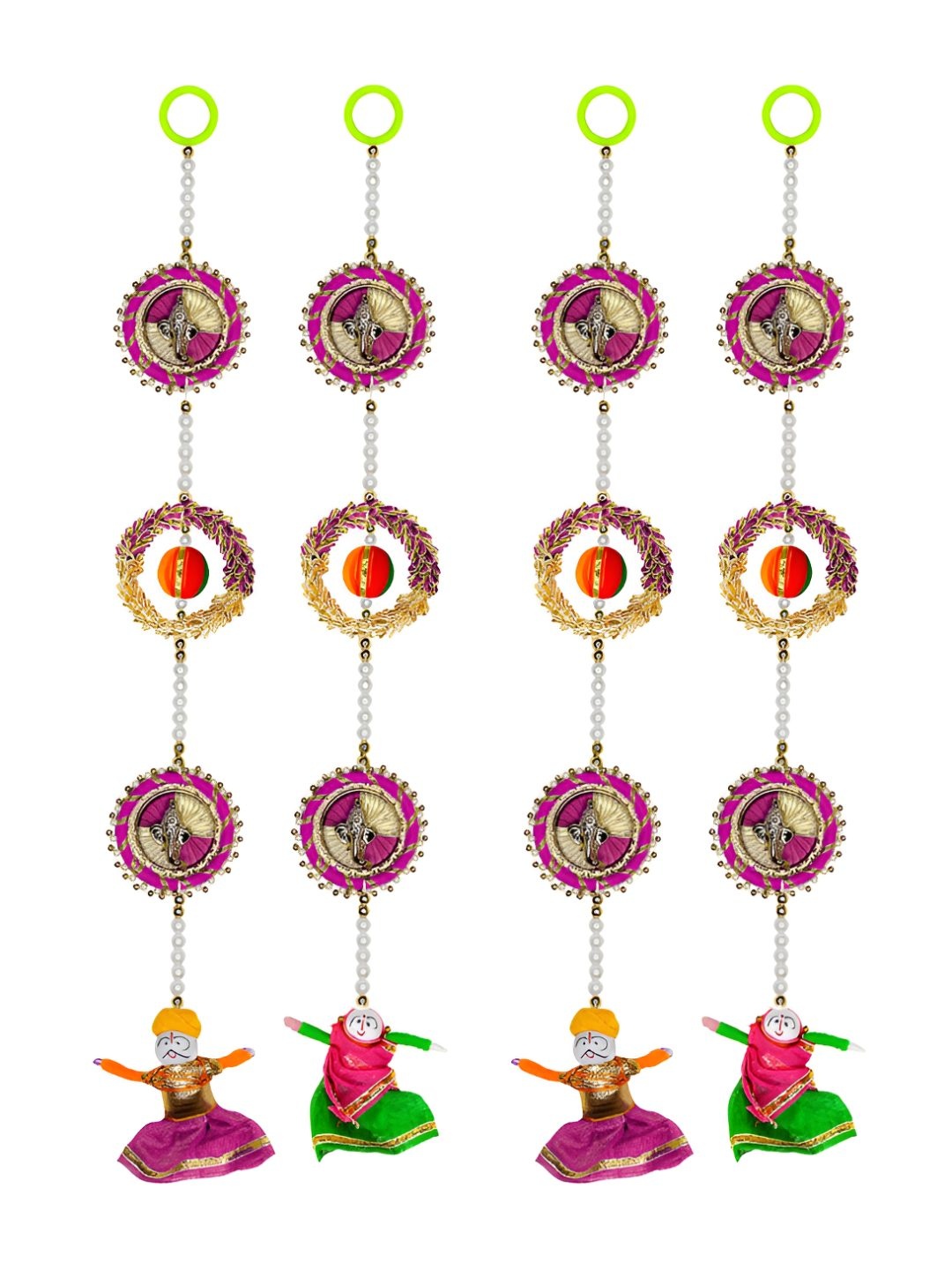 

iHandikart Pink & Green 4 Pieces Hanging Festive Decor