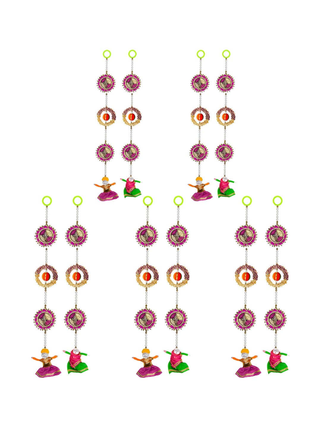 

iHandikart Pink & Green 5 Pieces Hanging Artificial Flower