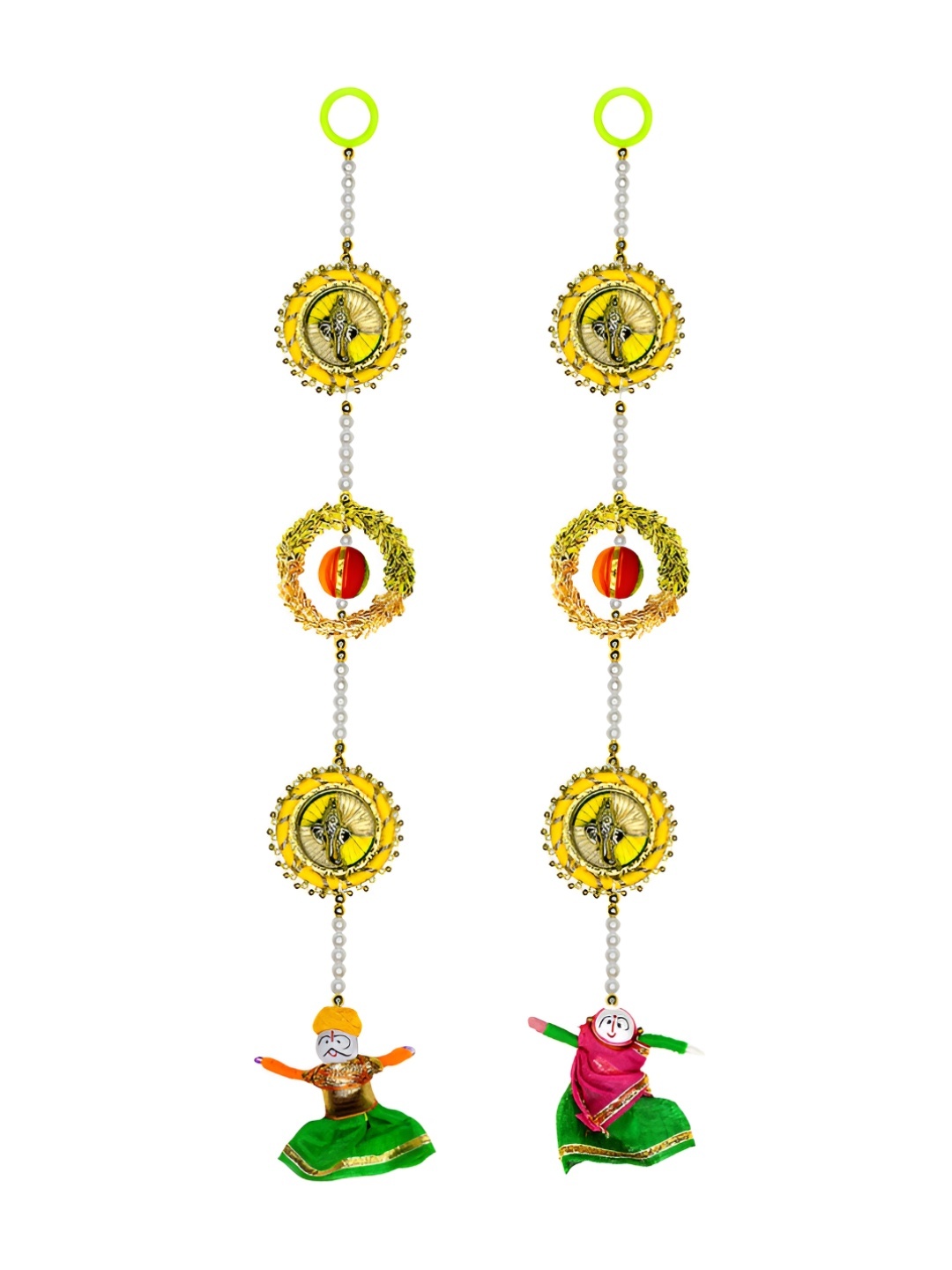 

iHandikart Yellow & Green 2Pcs Hanging Festive Decor