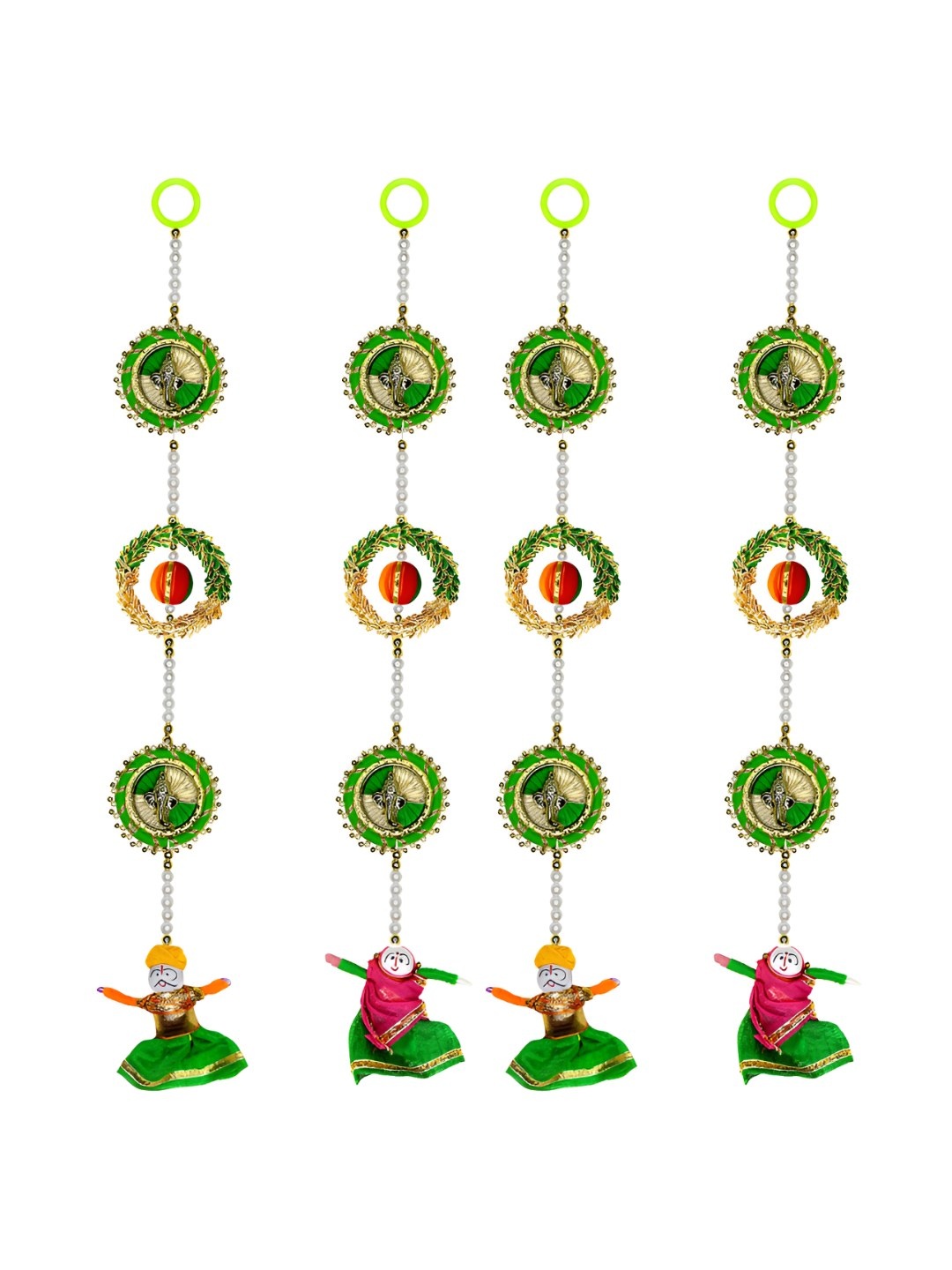 

iHandikart Green & Orange 4Pcs Hanging Festive Decor