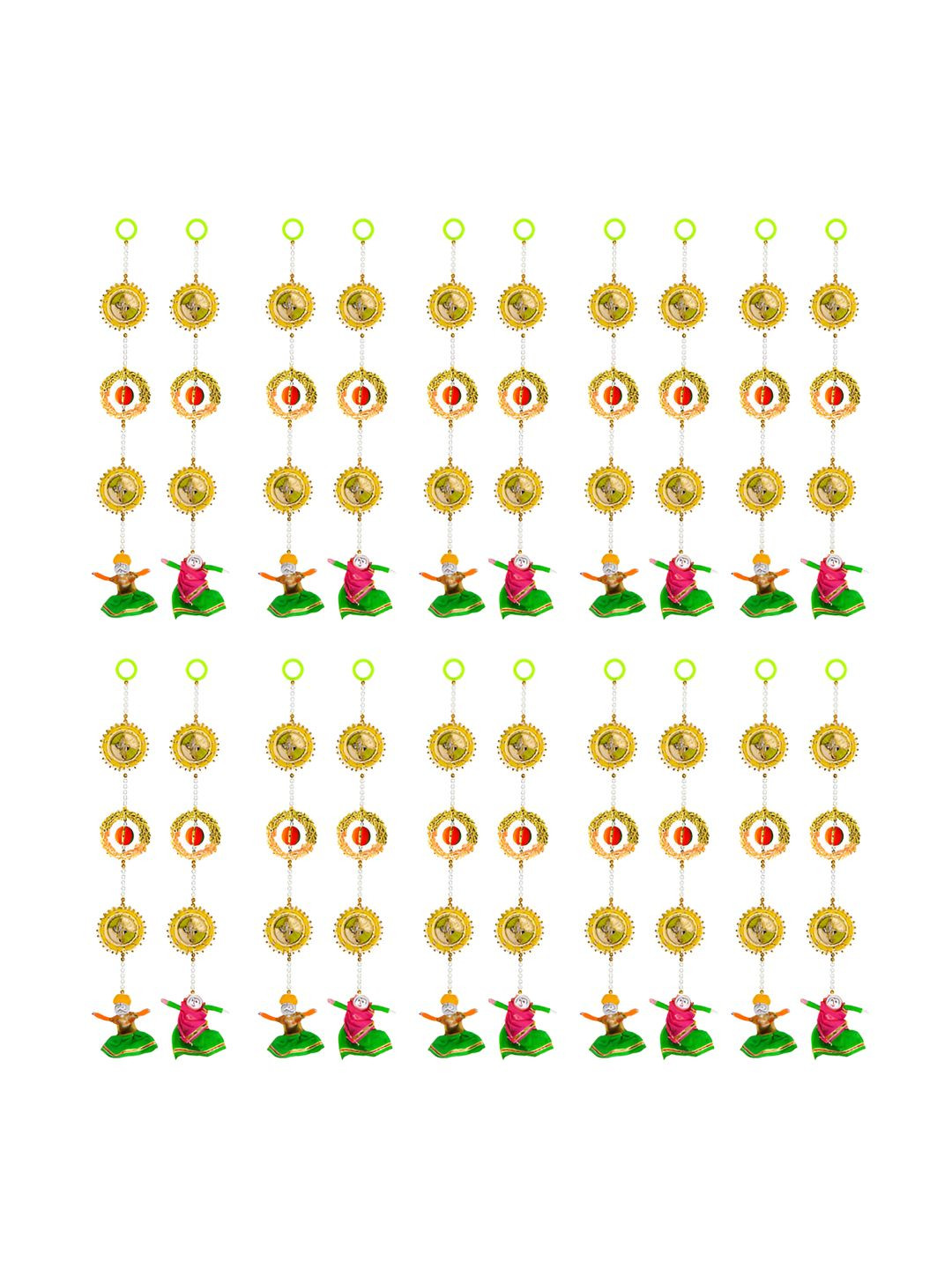 

iHandikart Yellow & Green 20 Pieces Decorative Hangings Wall Decor