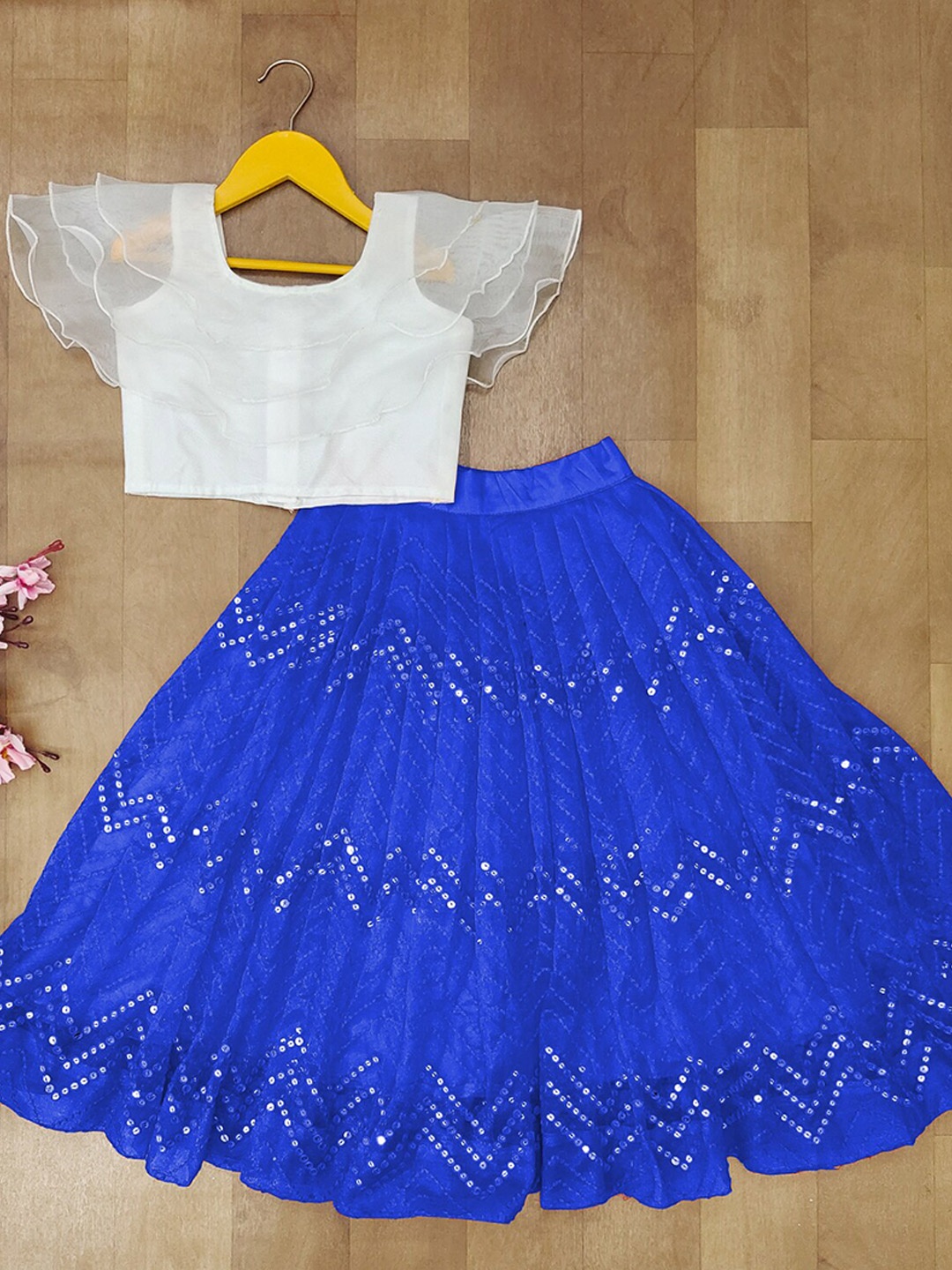 

BAESD Girls Embellished Sequinned Ready to Wear Lehenga Choli, Blue