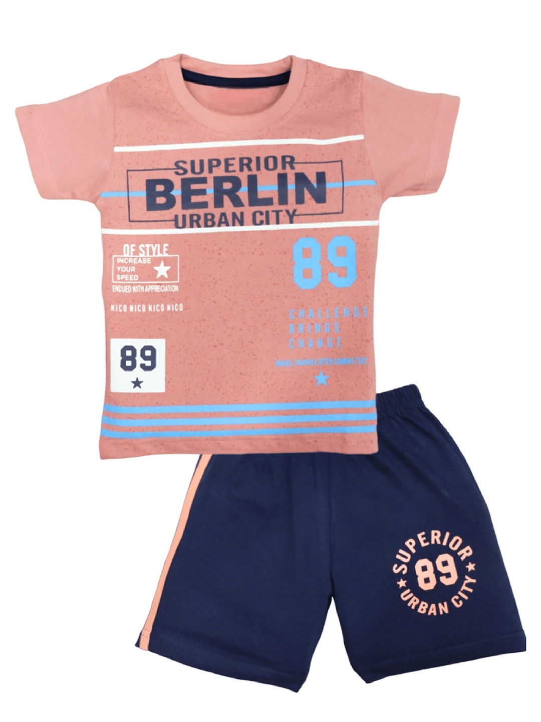 

BAESD Infants Kids Typography Printed Pure Cotton T-shirt with Shorts, Pink