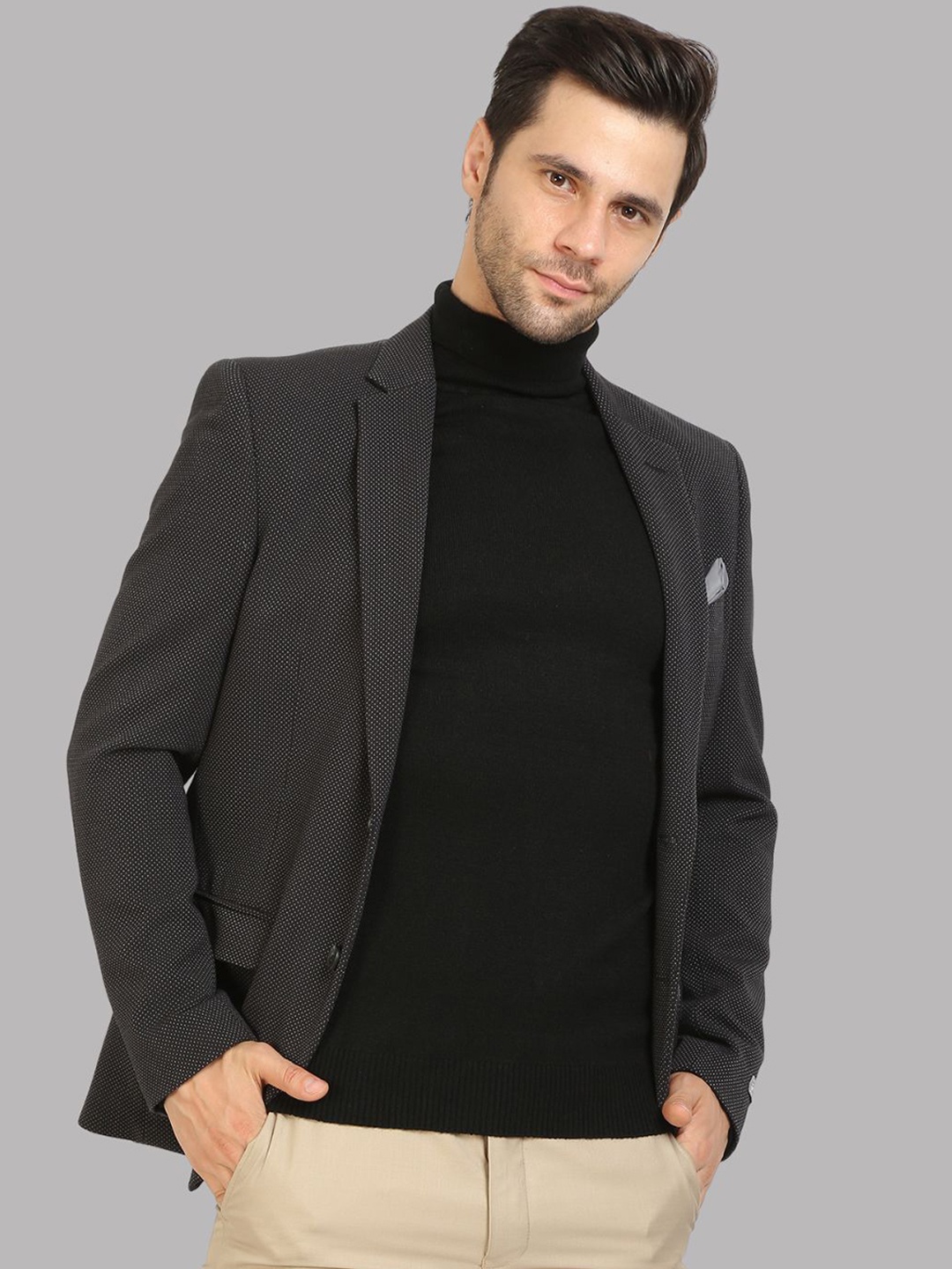 

Givo Single Breasted Fleece Blazer, Charcoal