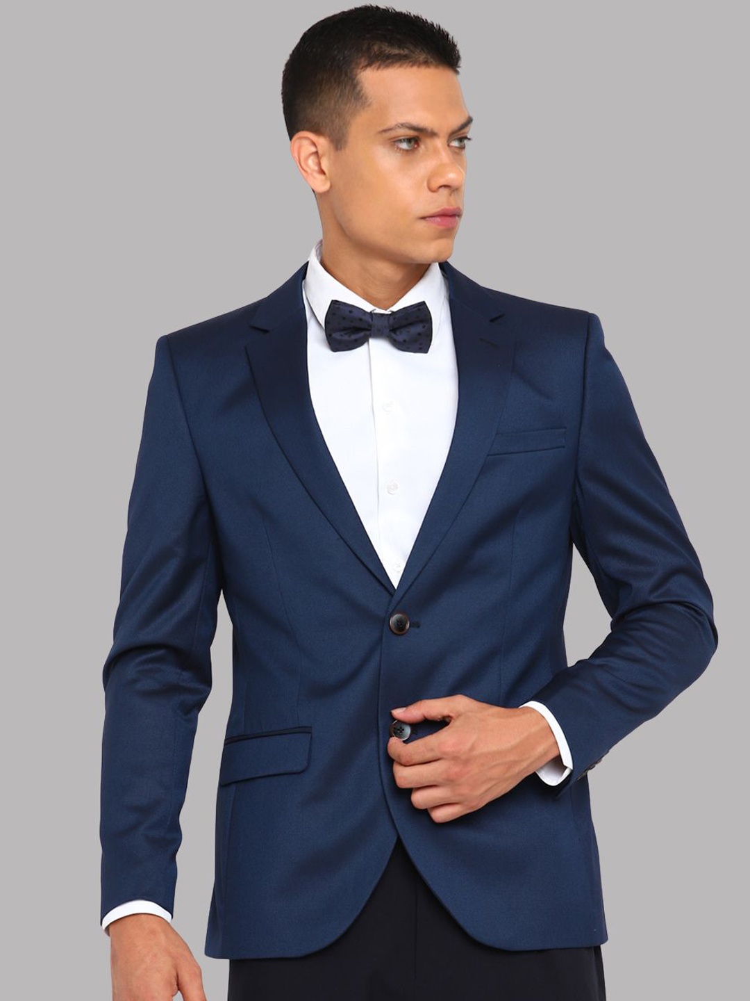 

Givo Notched Lapel Collar Single-Breasted Formal Blazer, Blue