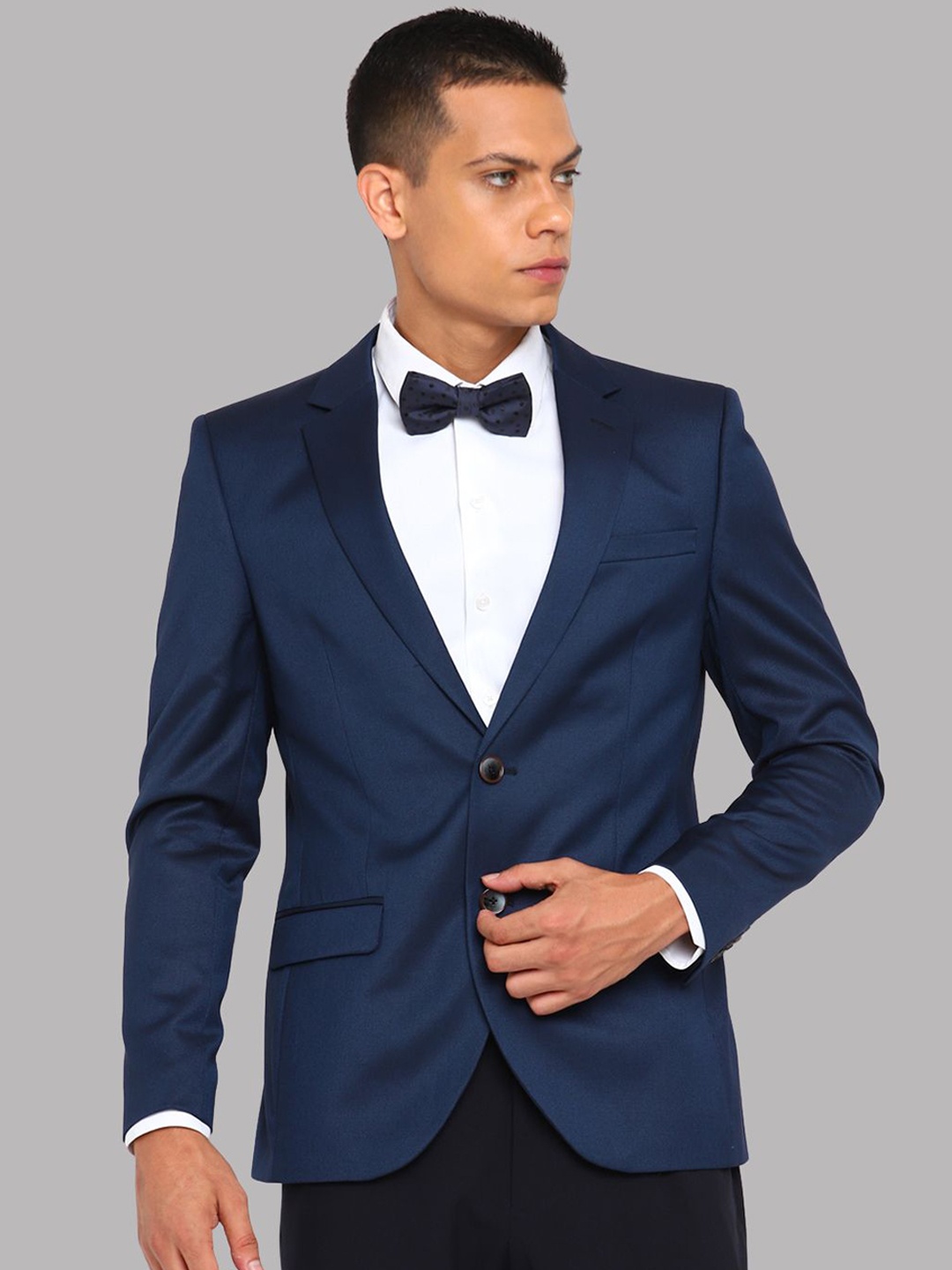 

Givo Notched Lapel Collar Single-Breasted Formal Blazer, Navy blue