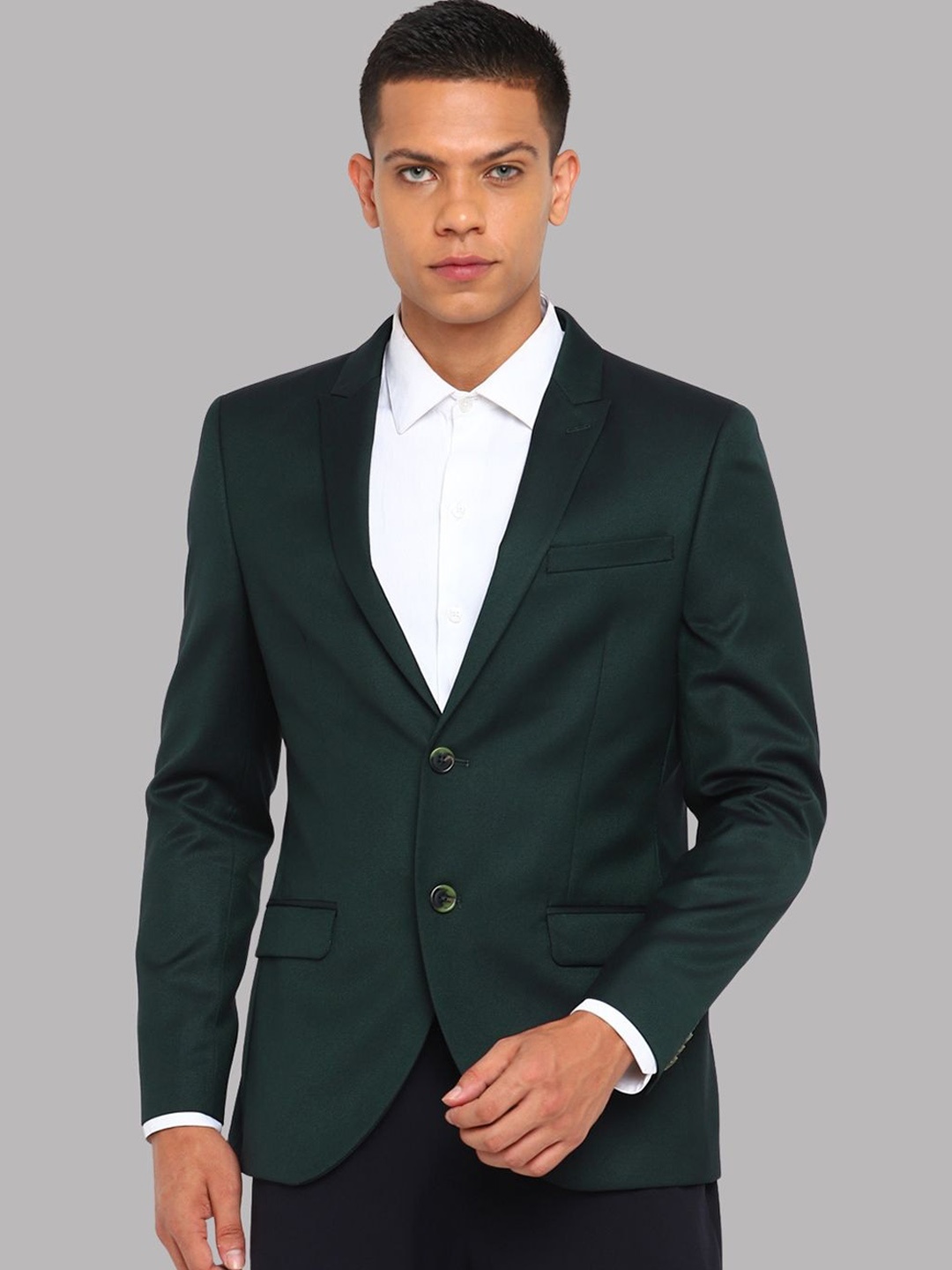 

Givo Peaked Lapel Collar Single Breasted Formal Blazer, Green