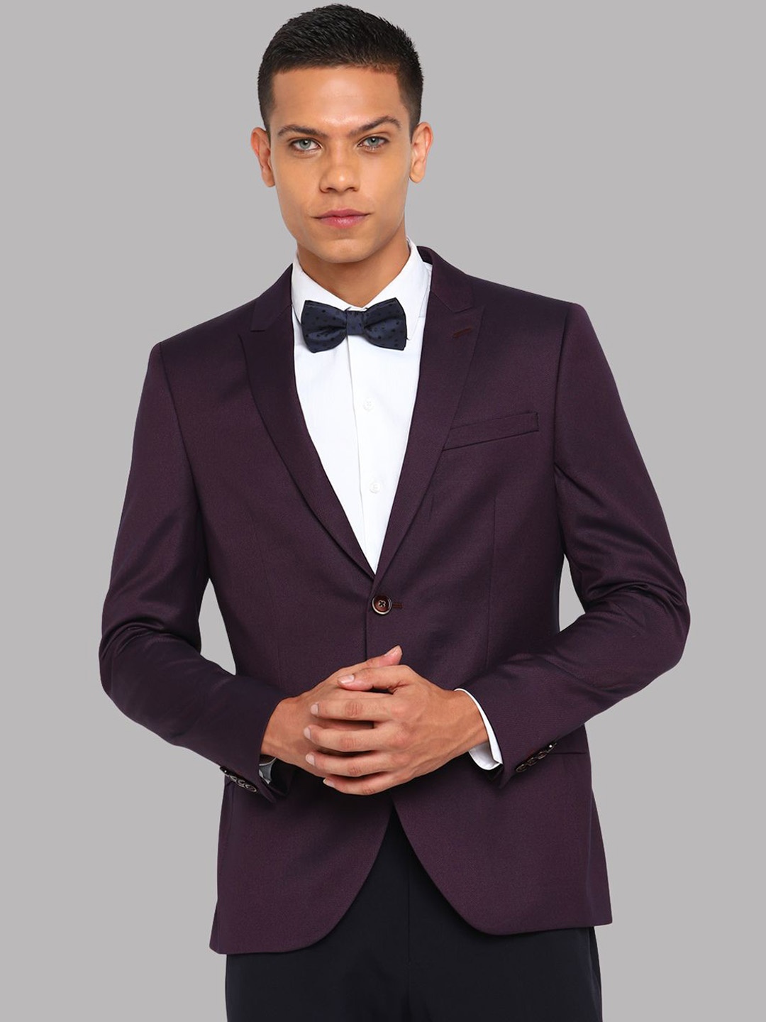 

Givo Peaked Lapel Collar Single-Breasted Formal Blazer, Burgundy