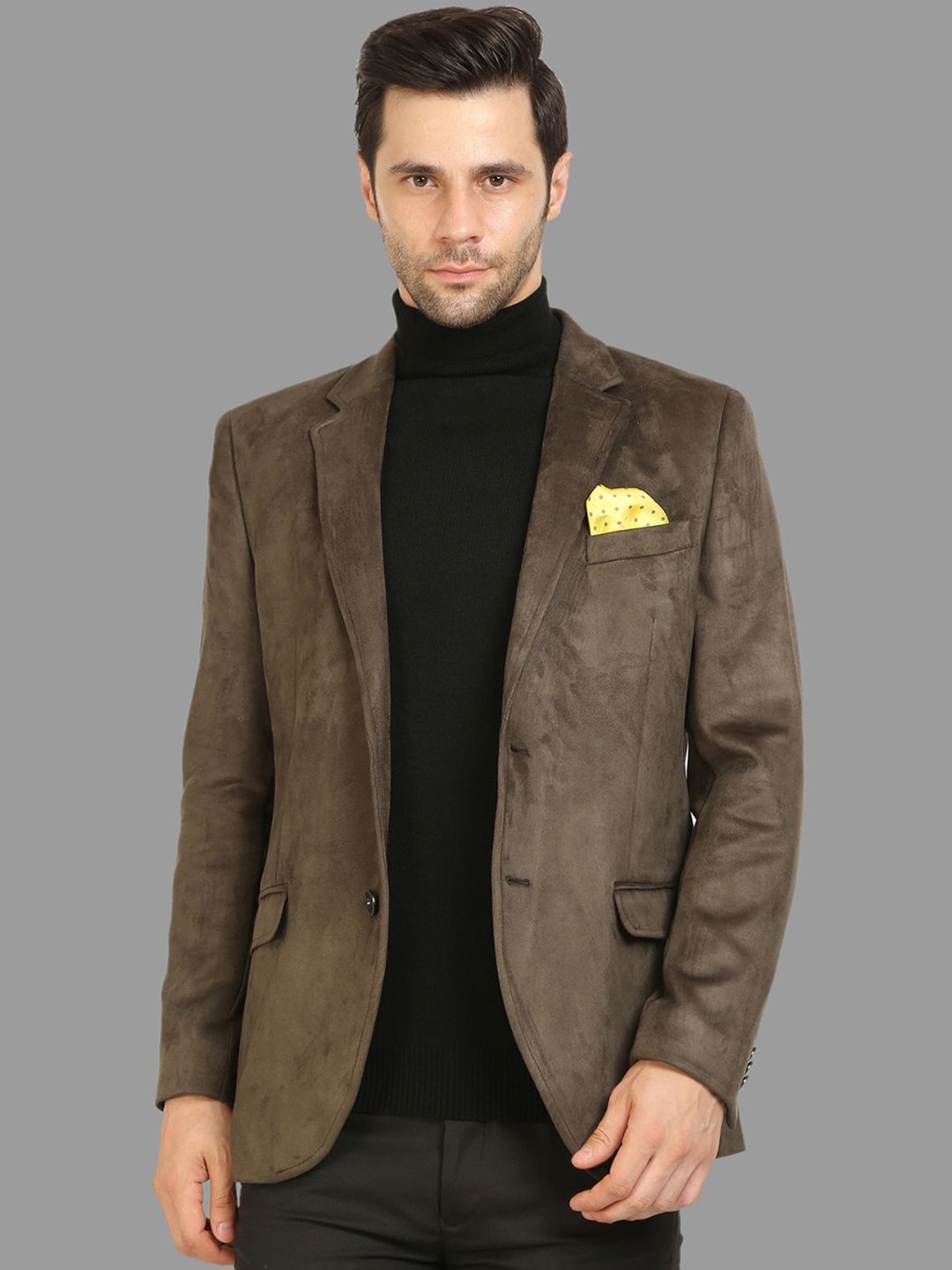 

Givo Single Breasted Notched Lapel Collar Blazer, Olive