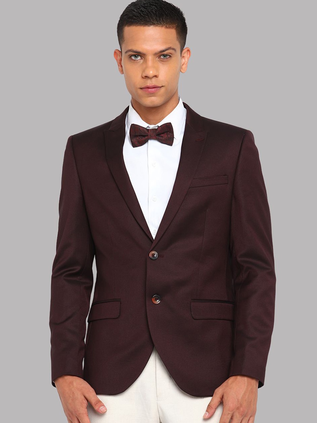 

Givo Peaked Lapel Collar Single Breasted Formal Blazer, Maroon