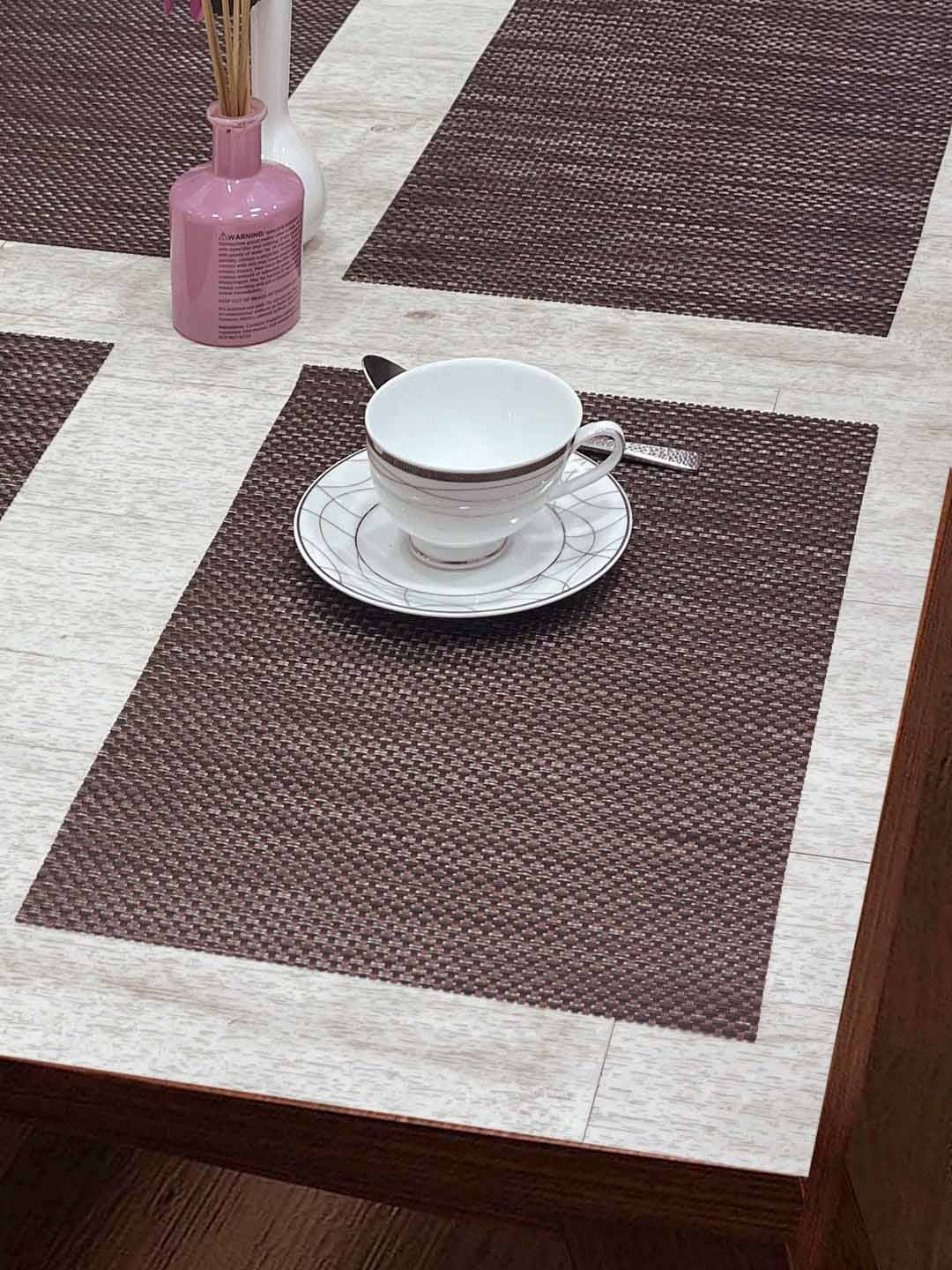 

BIANCA Bellevue Brown 6 Pieces Textured Rectangular Woven Table Placemats